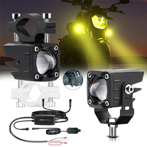 1 Pair Motorcycle LED Spotlight 180W Flashing  Lamp for Motorbike Electric Vehicle Modification - Red Light - 2