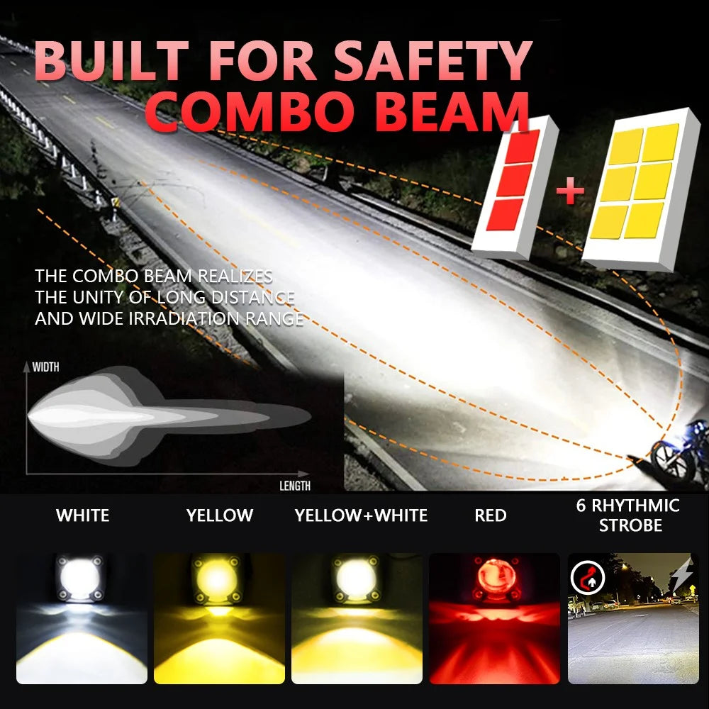 1 Pair Motorcycle LED Spotlight 180W Flashing  Lamp for Motorbike Electric Vehicle Modification - Red Light - 3