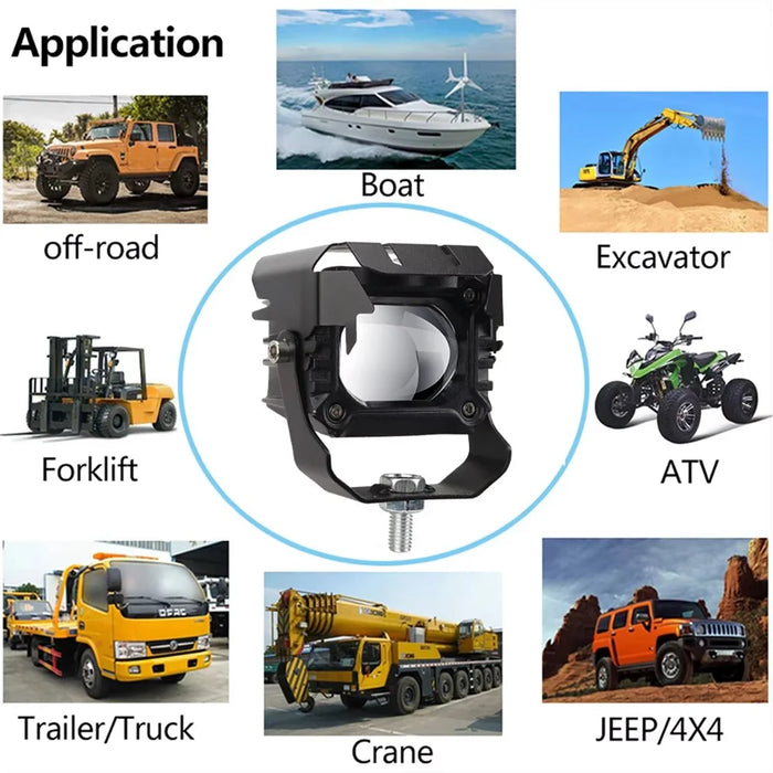 15W Motorcycle Spotlight IP68 Waterproof LED Work Light with 180 Degree Adjustable Bracket - 7