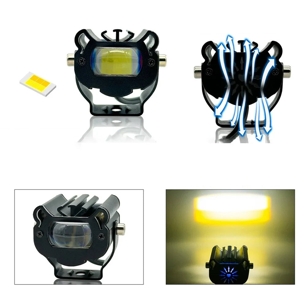 12 - 48V Motorcycle Spotlight Waterproof Aluminum Shell Red Blue Strobe Headlight - 2