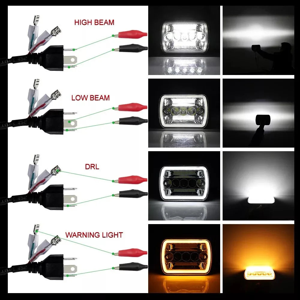 45W 5.59 x 7.8 inch Square LED Headlight Yellow White Dual Color for 6 x 7 inch Truck Light - 4