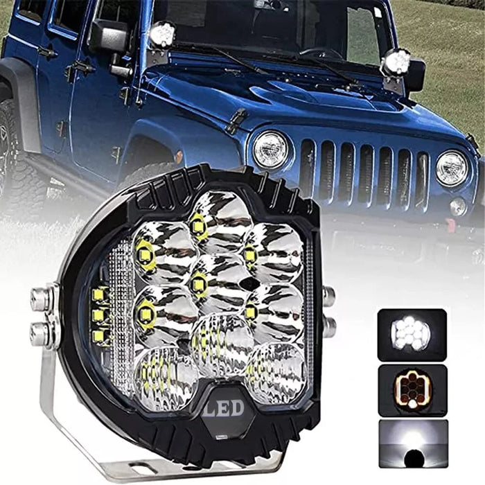 5 Inch Round Spotlight Car Front Bumper Lamp IP67 Waterproof Aluminum Shell LED Floodlight - White Light - 2
