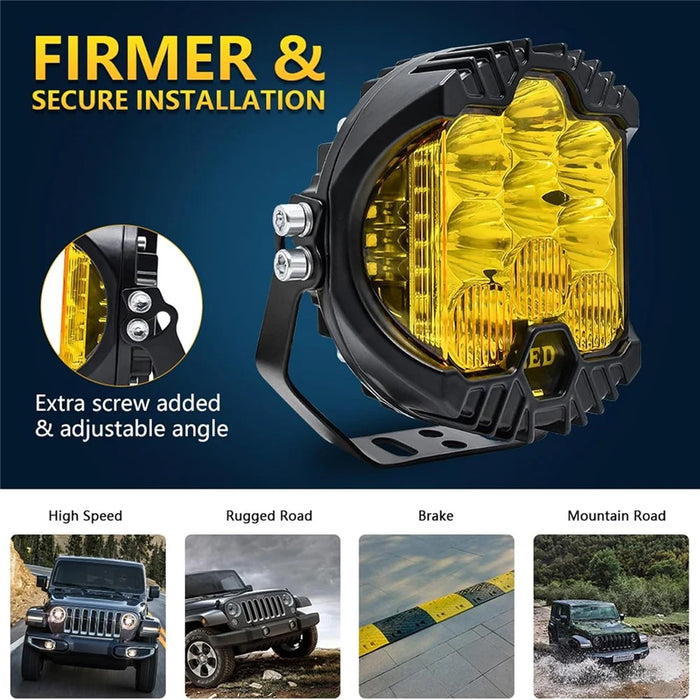 7 Inch Round Spotlight Car Front Bumper Lamp IP67 Waterproof Aluminum Shell LED Floodlight - Yellow Light - 3
