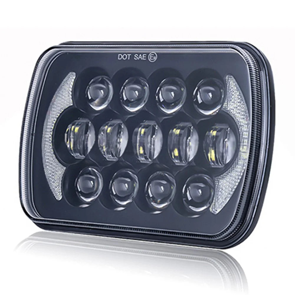 105W High Power IP67 Waterproof High Low Beam Square Car LED Headlight for 5x7 6x7 Inch Vehicles - 1