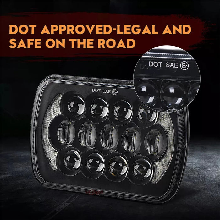 105W High Power IP67 Waterproof High Low Beam Square Car LED Headlight for 5x7 6x7 Inch Vehicles - 4