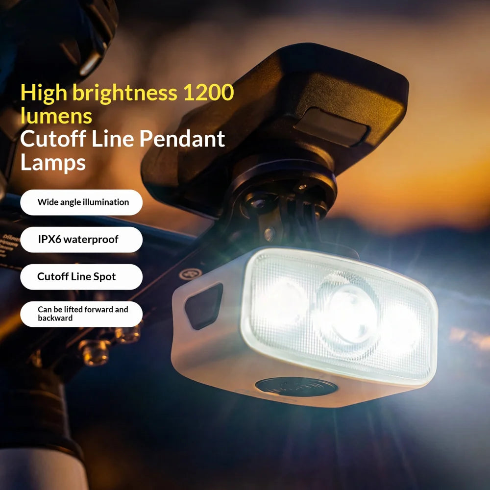 ROCKBROS Bicycle Front Light IPX6 Waterproof 3 Brightness Levels USB-C Rechargeable Bike Headlamp - White - 2