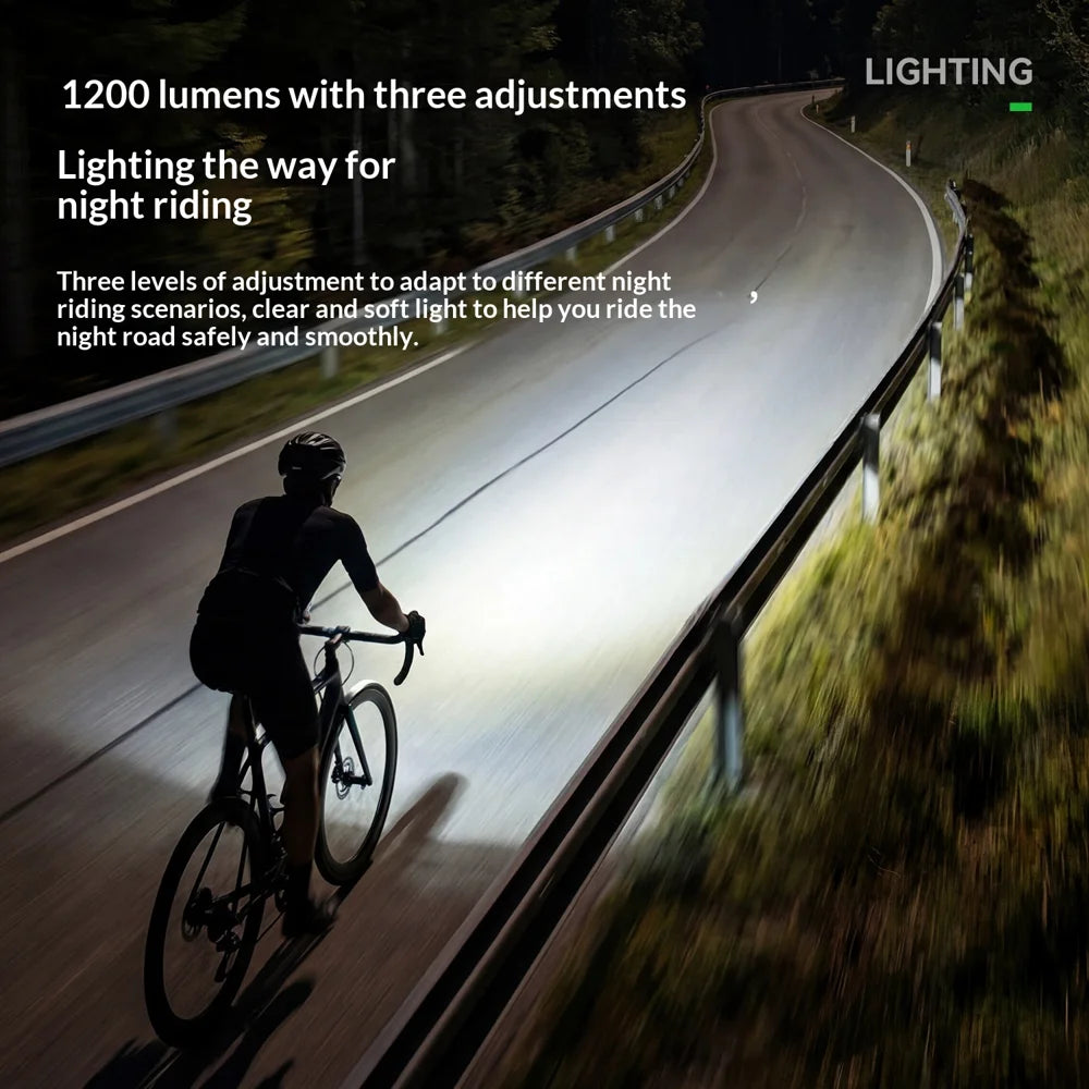 ROCKBROS Bicycle Front Light IPX6 Waterproof 3 Brightness Levels USB-C Rechargeable Bike Headlamp - White - 3