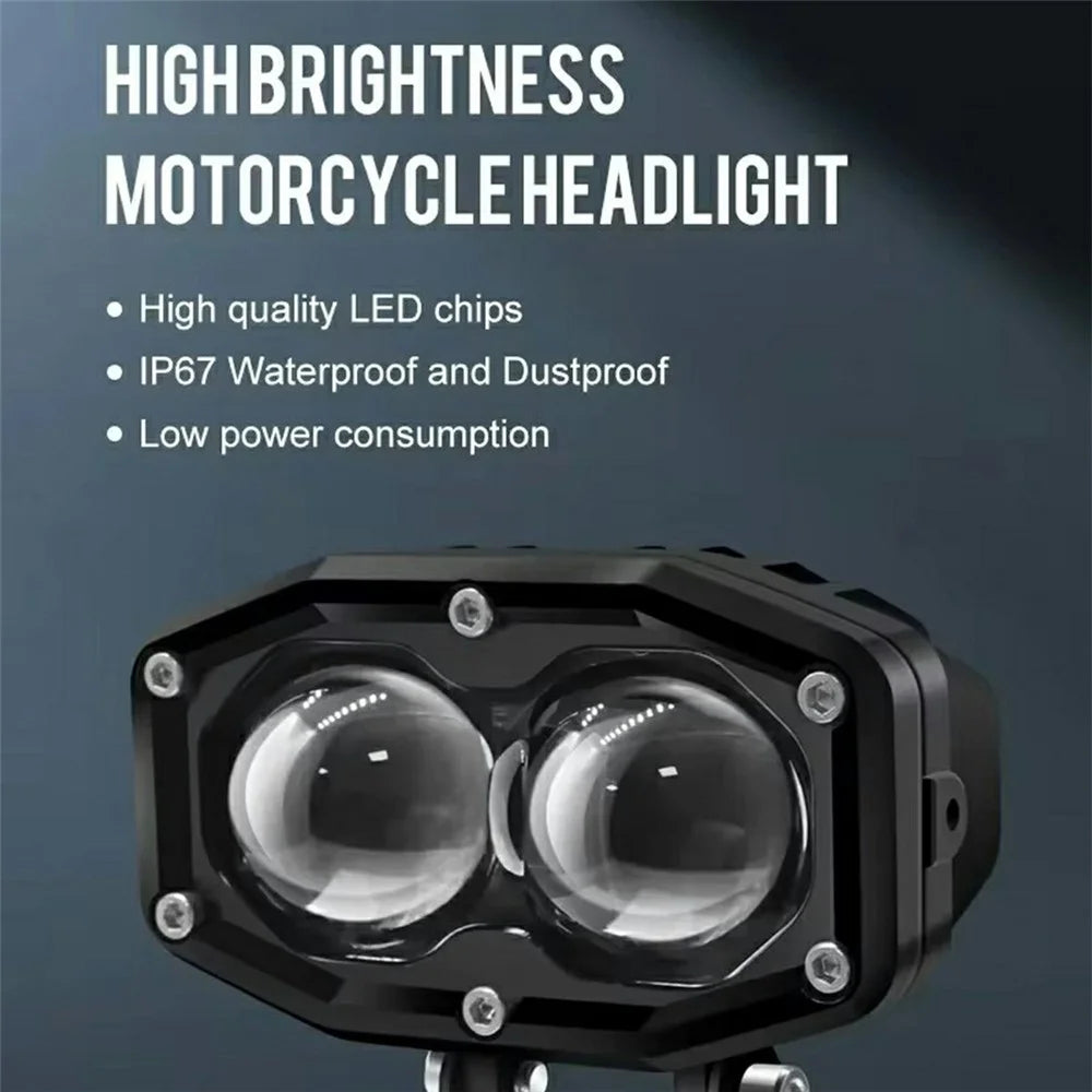 20W Motorcycle LED Headlight 3 Modes IP67 Waterproof Dual Lens Fog Lamp for Off-road ATV Truck - Black - 3