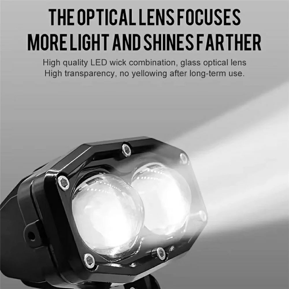 20W Motorcycle LED Headlight 3 Modes IP67 Waterproof Dual Lens Fog Lamp for Off-road ATV Truck - Black - 4