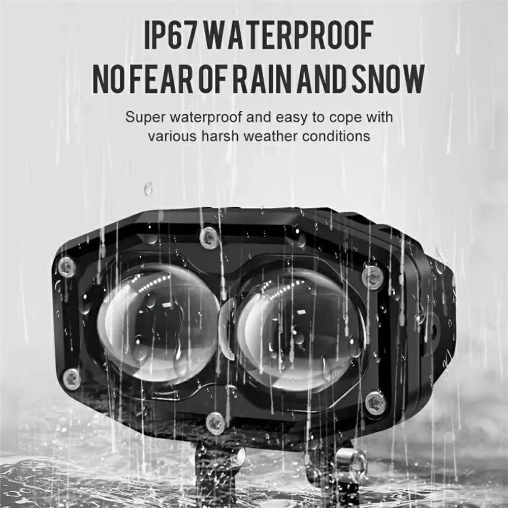 20W Motorcycle LED Headlight 3 Modes IP67 Waterproof Dual Lens Fog Lamp for Off-road ATV Truck - Black - 5