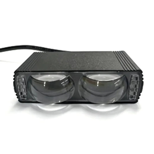 Dual Lens LED Fog Light White + Yellow Light 10W High Low Beam Motorcycle Headlight - Black - 1