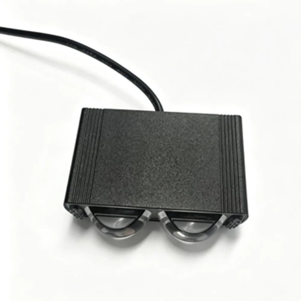 Dual Lens LED Fog Light White + Yellow Light 10W High Low Beam Motorcycle Headlight - Black - 4