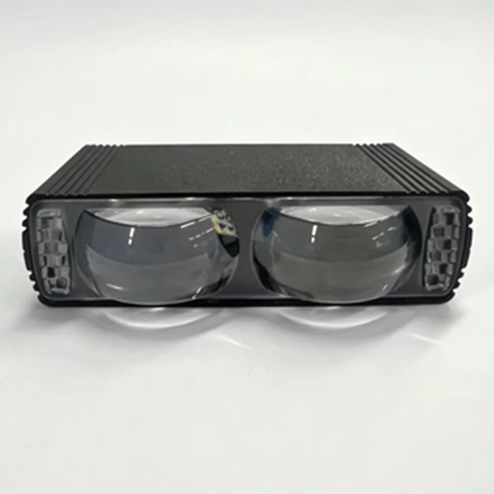 Dual Lens LED Fog Light White + Yellow Light 10W High Low Beam Motorcycle Headlight - Black - 5