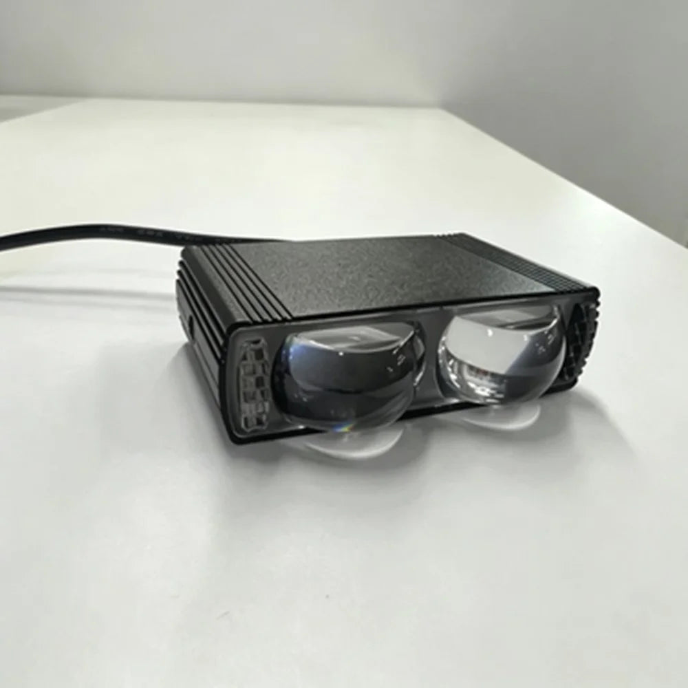 Dual Lens LED Fog Light White + Yellow Light 10W High Low Beam Motorcycle Headlight - Black - 7