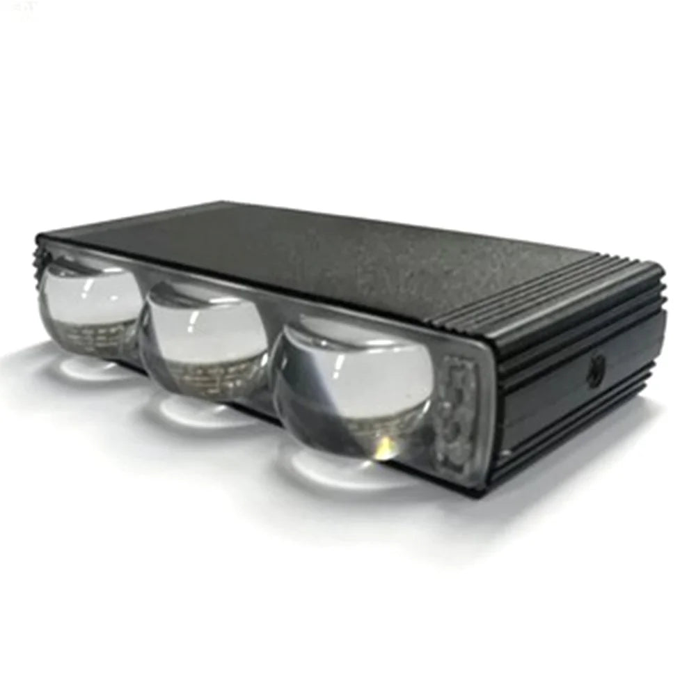 Triple Lens LED Fog Light White + Yellow Light 10W High Low Beam Motorcycle Headlight - Black - 1