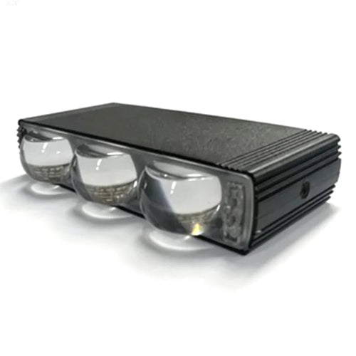 Triple Lens LED Fog Light White + Yellow Light 10W High Low Beam Motorcycle Headlight - Black - 1
