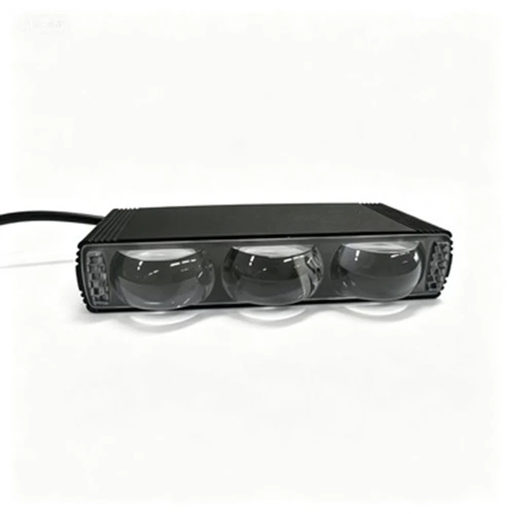 Triple Lens LED Fog Light White + Yellow Light 10W High Low Beam Motorcycle Headlight - Black - 5