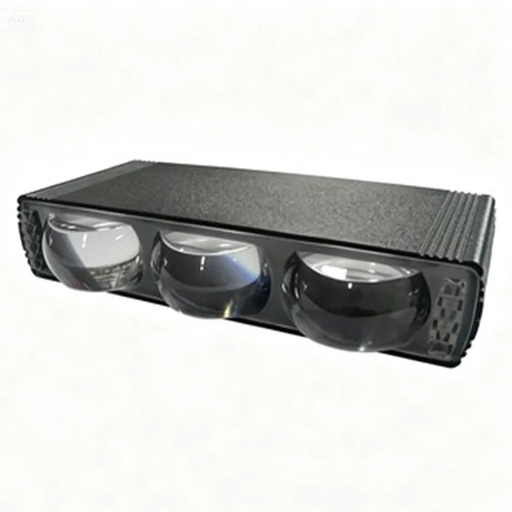 Triple Lens LED Fog Light White + Yellow Light 10W High Low Beam Motorcycle Headlight - Black - 6