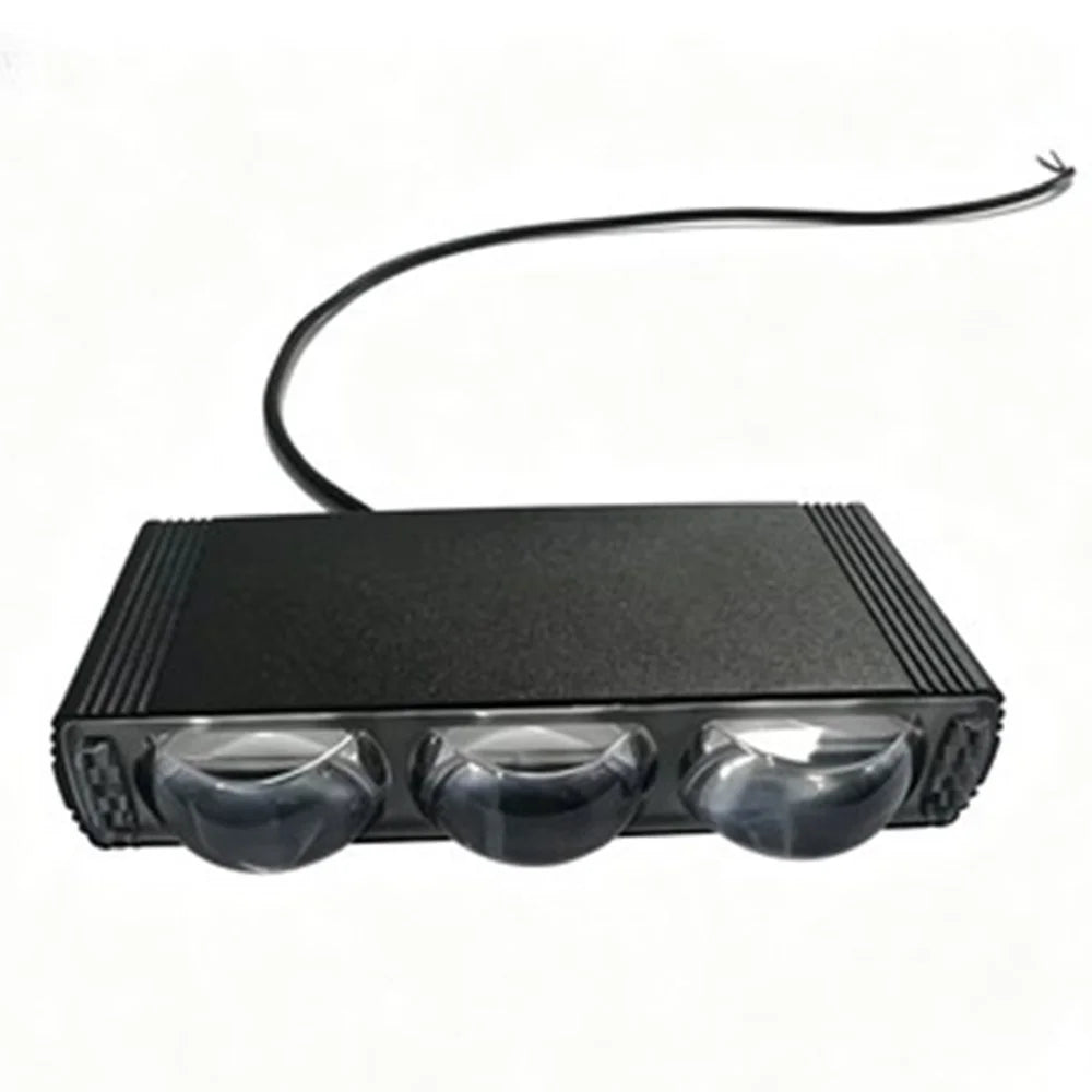 Triple Lens LED Fog Light White + Yellow Light 10W High Low Beam Motorcycle Headlight - Black - 7