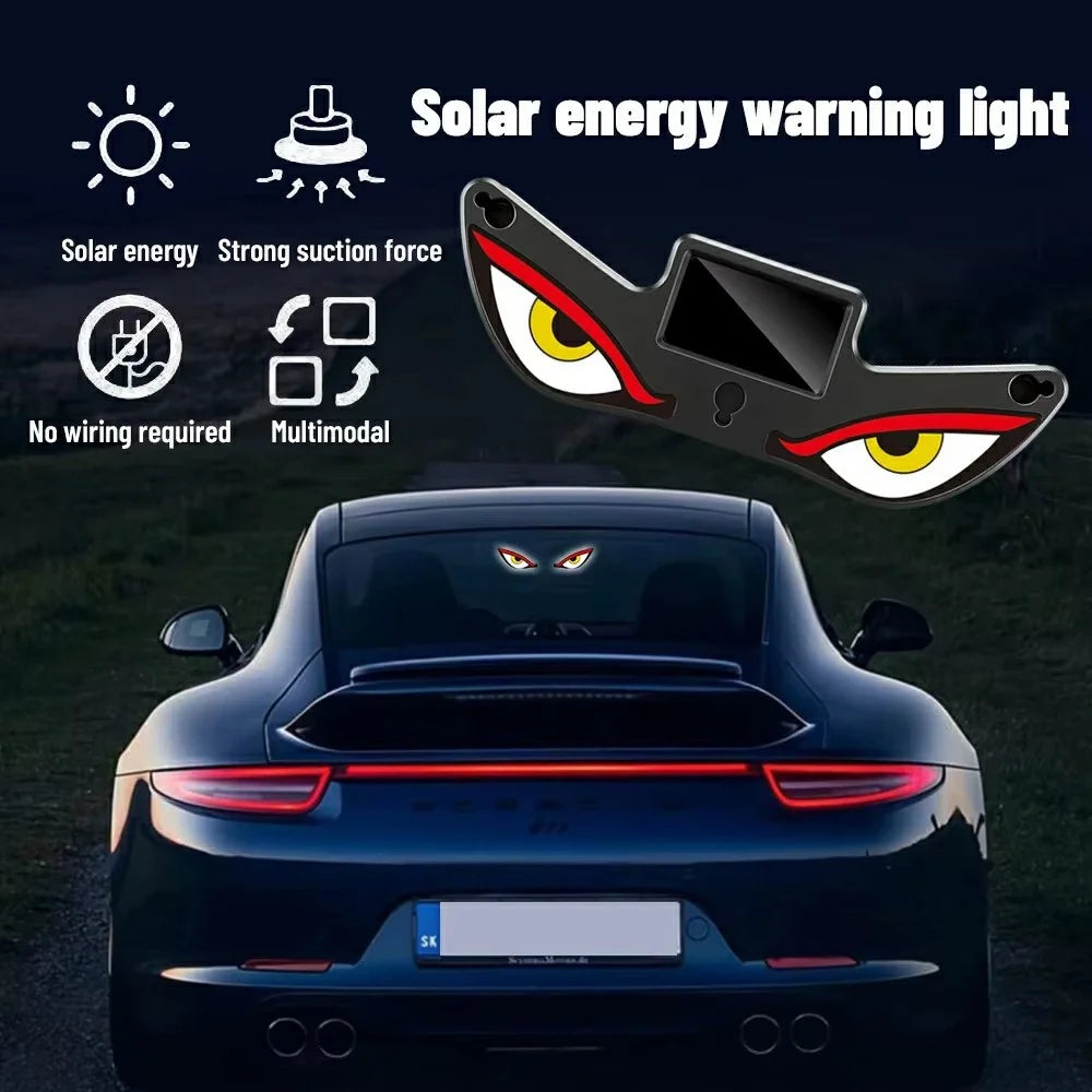 Devil Eyes Design Car LED Warning Lamp Solar Powered Atmosphere Light with Suction Cups for Windshield - Red+Yellow+White - 4