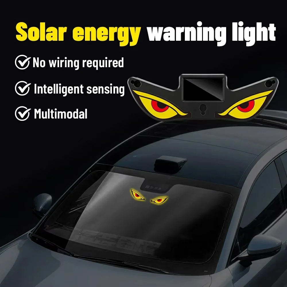 Devil Eyes Design Car LED Warning Lamp Solar Powered Atmosphere Light with Suction Cups for Windshield - Red+Yellow+White - 7