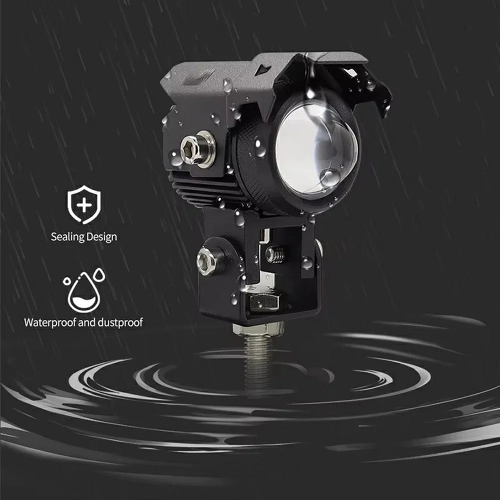 Motorcycle LED Light Dual Color Lens IP67 Waterproof 15W Night Riding Lamp Auxiliary Spotlight Lamp - 3