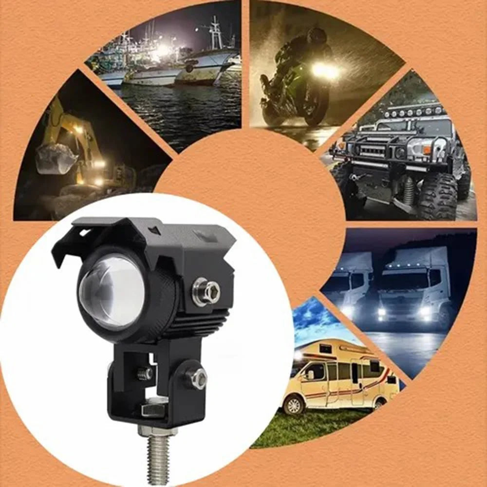 Motorcycle LED Light Dual Color Lens IP67 Waterproof 15W Night Riding Lamp Auxiliary Spotlight Lamp - 4