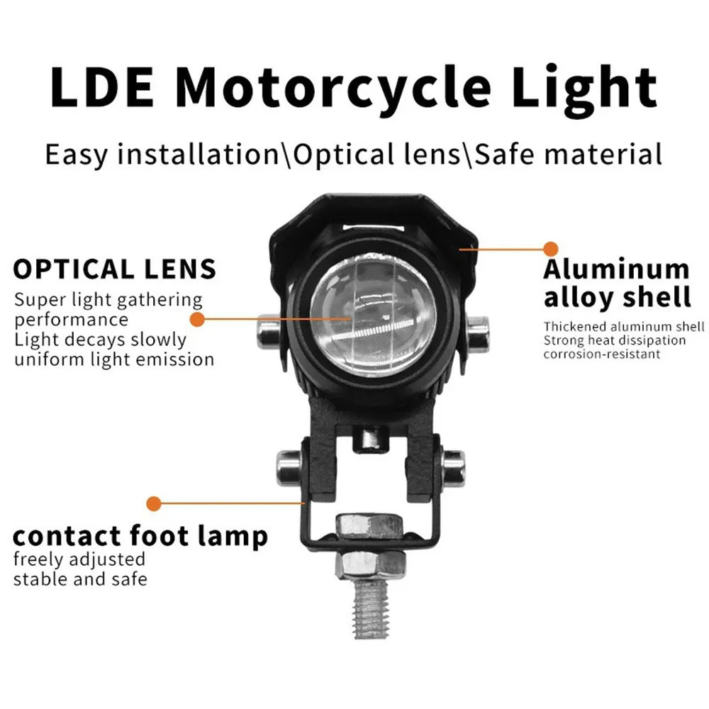 Motorcycle LED Light Dual Color Lens IP67 Waterproof 15W Night Riding Lamp Auxiliary Spotlight Lamp - 6
