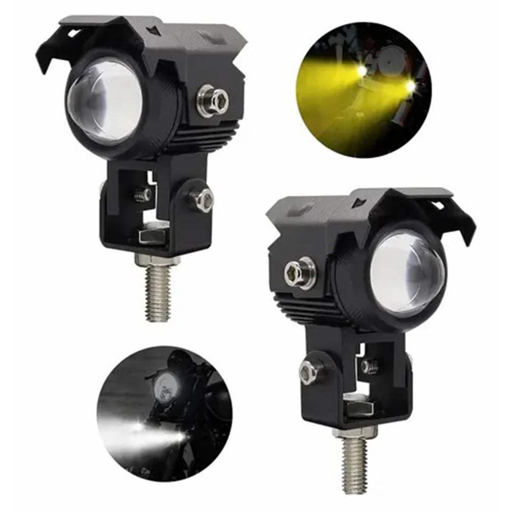 Motorcycle LED Light Dual Color Lens IP67 Waterproof 15W Night Riding Lamp Auxiliary Spotlight Lamp - 7