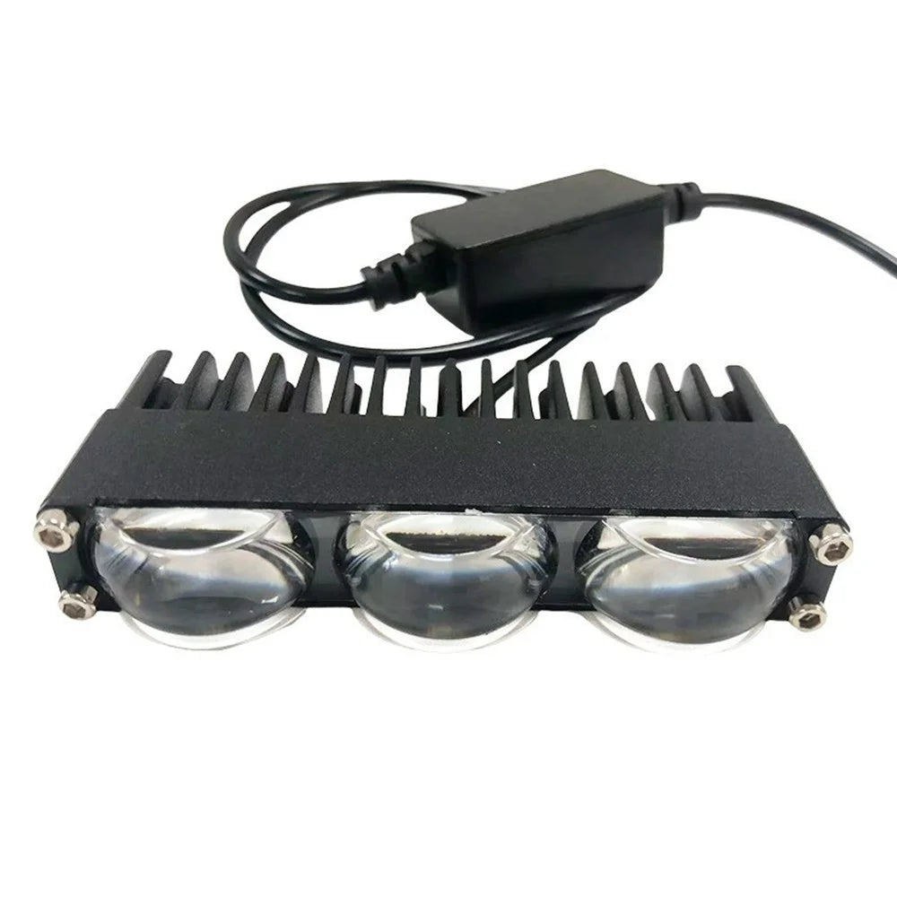 3-LED Car Grille Light IP67 Waterproof 18W Yellow and White Dual Color Auxiliary Lamp for SUV ATV Truck - Black - 1