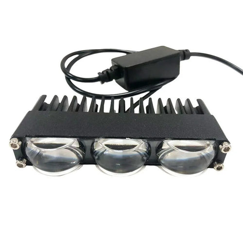 3-LED Car Grille Light IP67 Waterproof 18W Yellow and White Dual Color Auxiliary Lamp for SUV ATV Truck - Black - 1