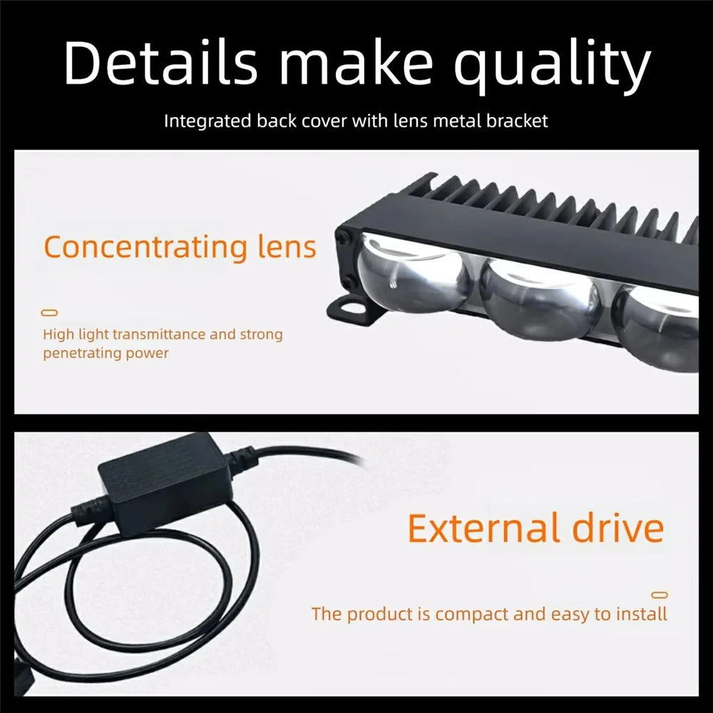 3-LED Car Grille Light IP67 Waterproof 18W Yellow and White Dual Color Auxiliary Lamp for SUV ATV Truck - Black - 5
