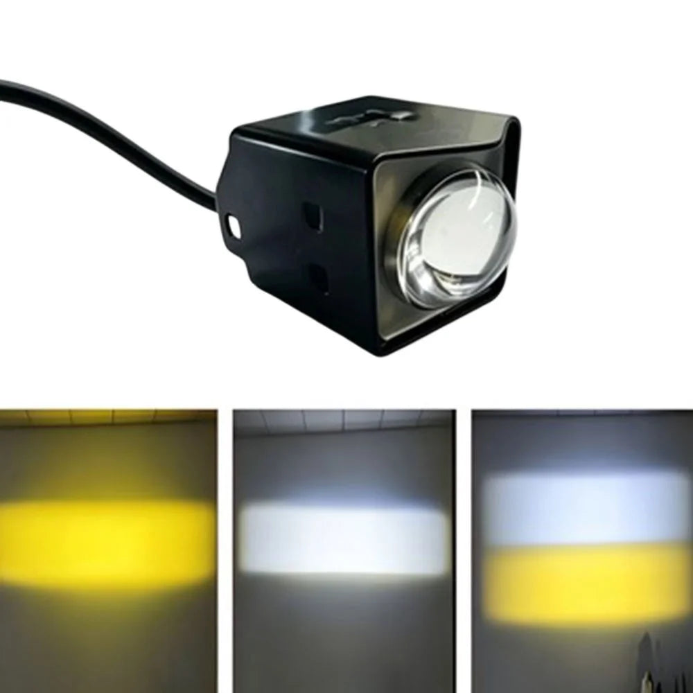10W Cube Design Motorcycle LED Light IP67 Waterproof Yellow and White Dual Color Auxiliary Lamp for ATV Truck Boat - Black - 1