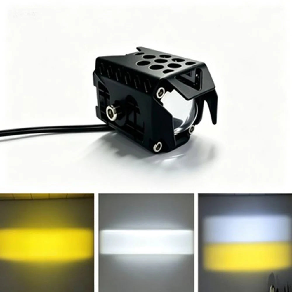 18W 6000LM Yellow and White Dual Color LED Auxiliary Light IP67 Waterproof for Car Motorcycle SUV - Black - 2