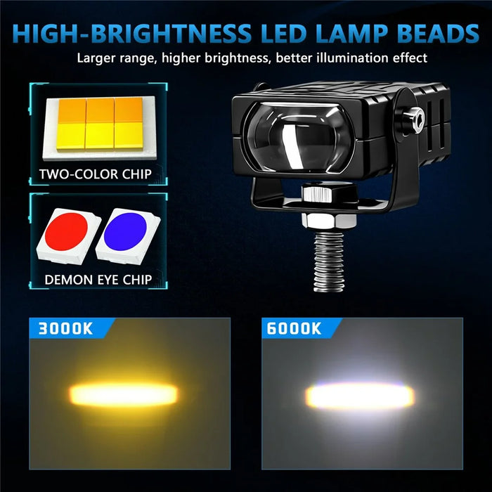 S29 IP67 Waterproof 5 Modes Motorcycle LED Spotlight Red DRL Blue Car Warning Light - Black - 3
