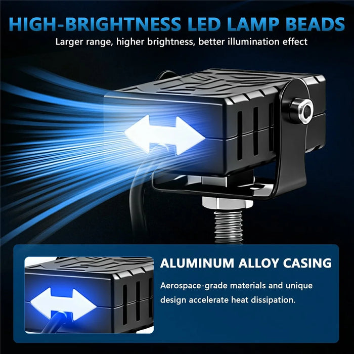 S29 IP67 Waterproof 5 Modes Motorcycle LED Spotlight Red DRL Blue Car Warning Light - Black - 4