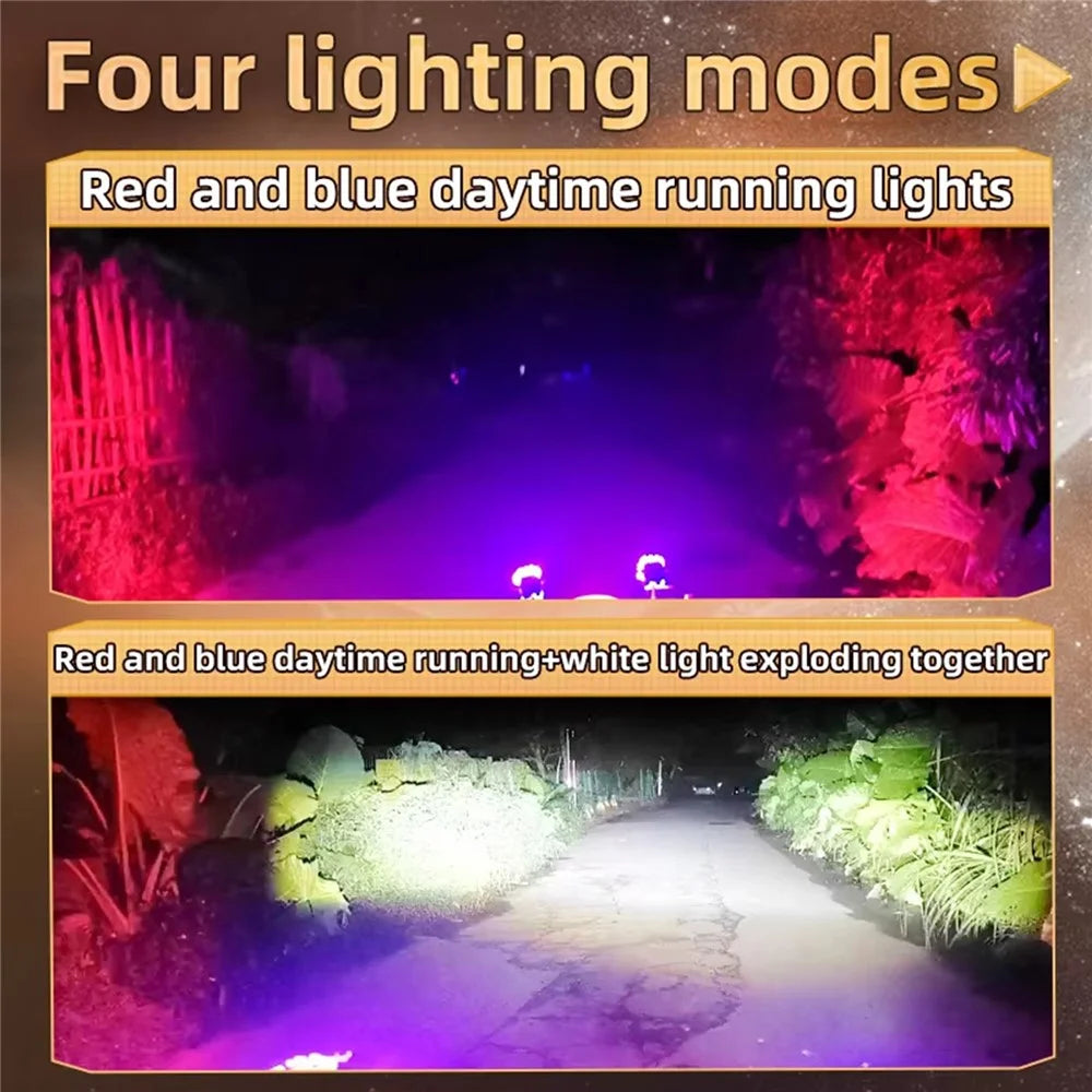 Motorcycle LED Spotlight 15W Auxiliary Headlight Red Blue Yellow White Fog Lamp - Black - 5