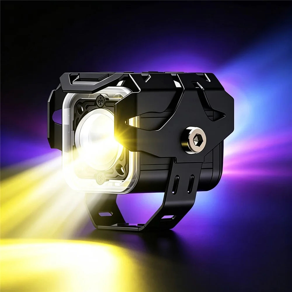 Motorcycle LED Spotlight 15W Auxiliary Headlight Red Blue Yellow White Fog Lamp - Black - 7