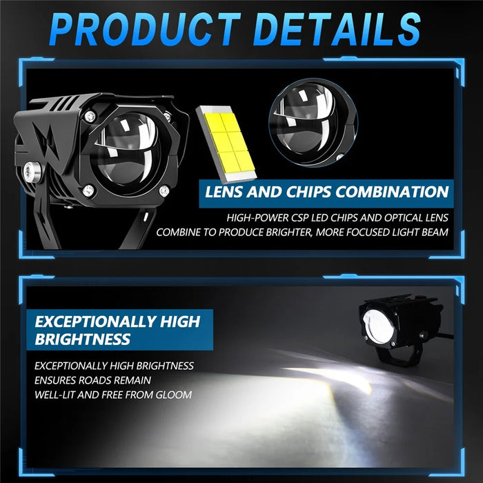M8 Motorcycle LED Light 40W 5500LM IP68 Waterproof Dual Beam Spotlight for Off-Road - Black - 5