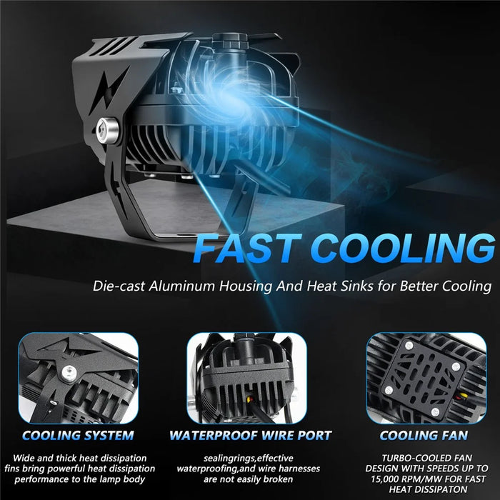 M8 Motorcycle LED Light 40W 5500LM IP68 Waterproof Dual Beam Spotlight for Off-Road - Black - 6