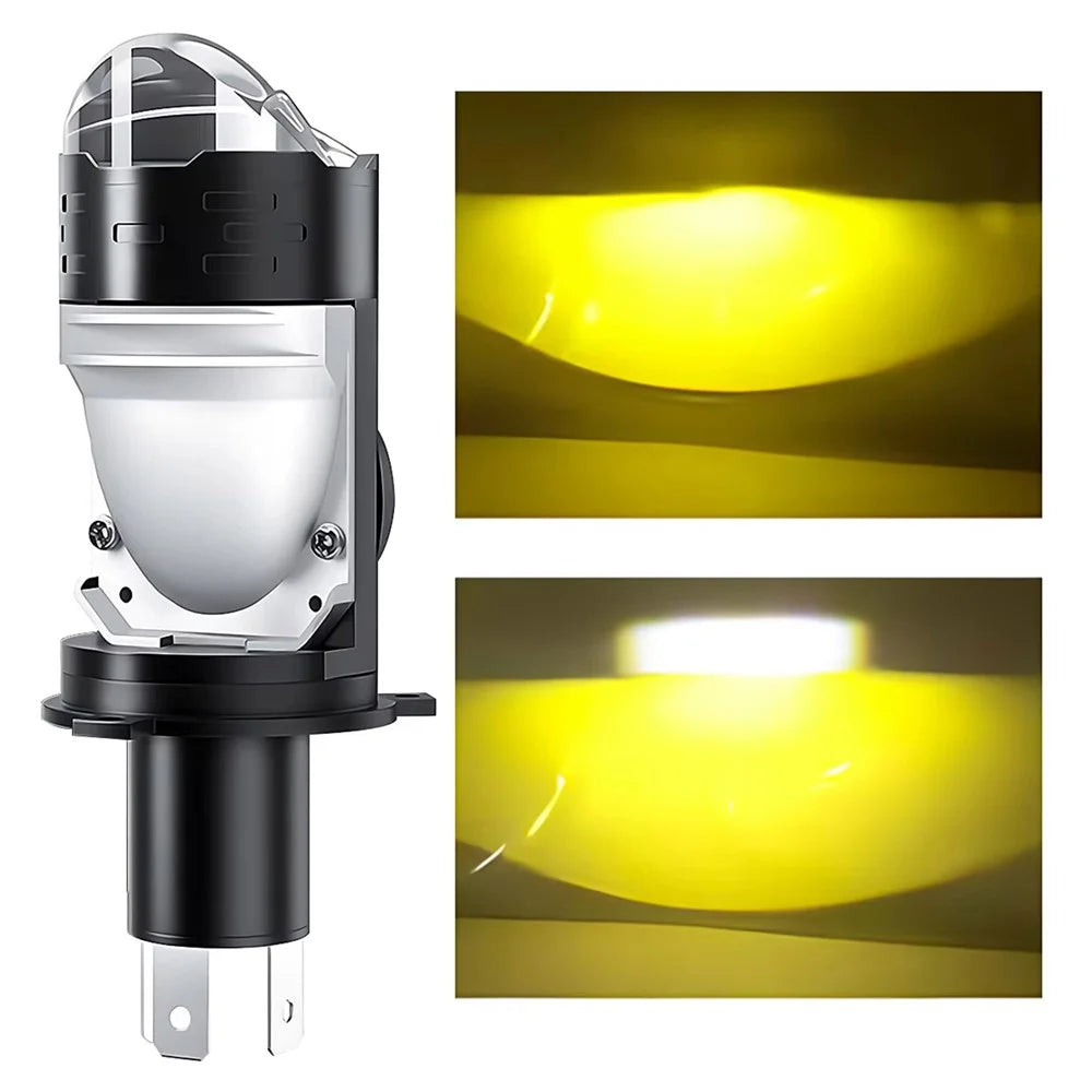 H4 LED Projector Headlight 12-60V 20W IP68 Waterproof High Low Beam Motorcycle Fog Lamp - 1