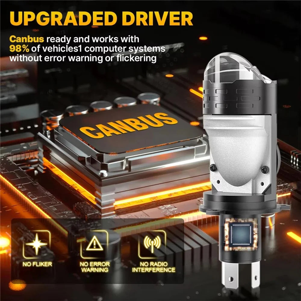 H4 LED Projector Headlight 12-60V 20W IP68 Waterproof High Low Beam Motorcycle Fog Lamp - 4