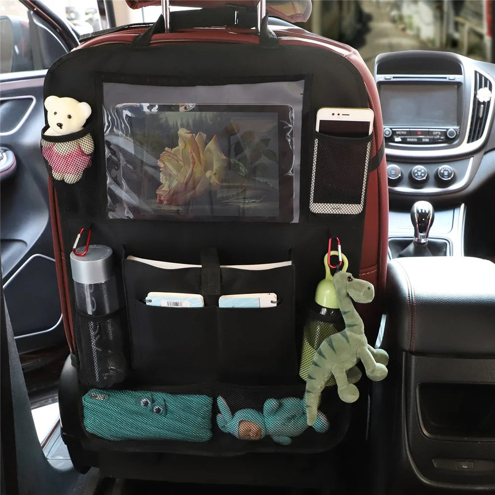 Multifunctional Car Seat Back Hanging Storage Bag Organizer Pouch with Tablet Pocket - 4
