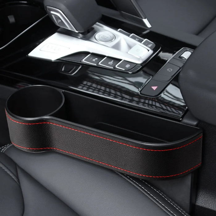 HY-C16 Multifunctional Auto Seat Gap Storage Box Car Cup Holder Seat Organizer - Driver Side/Black - 1