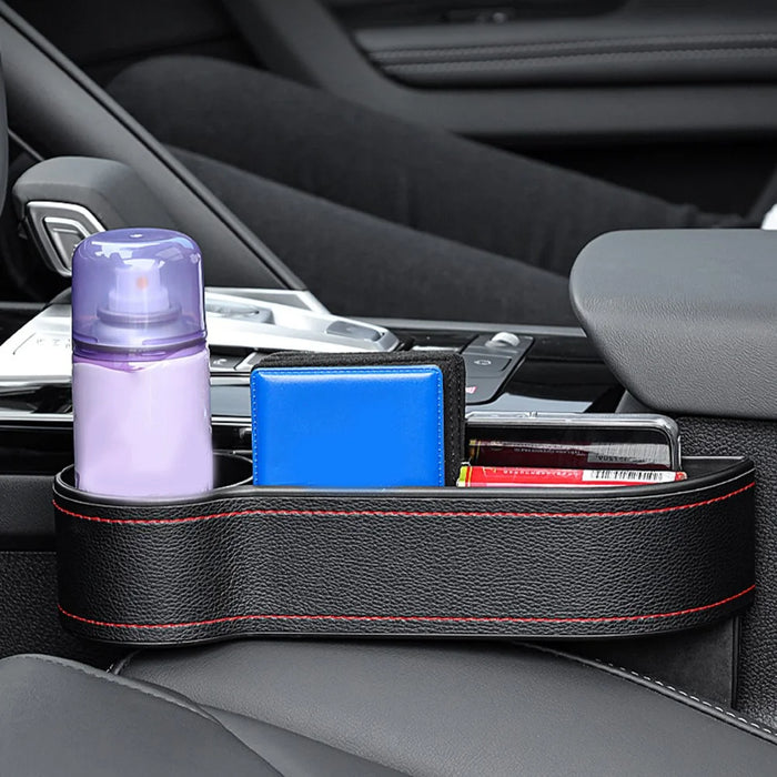 HY-C16 Multifunctional Auto Seat Gap Storage Box Car Cup Holder Seat Organizer - Driver Side/Black - 2