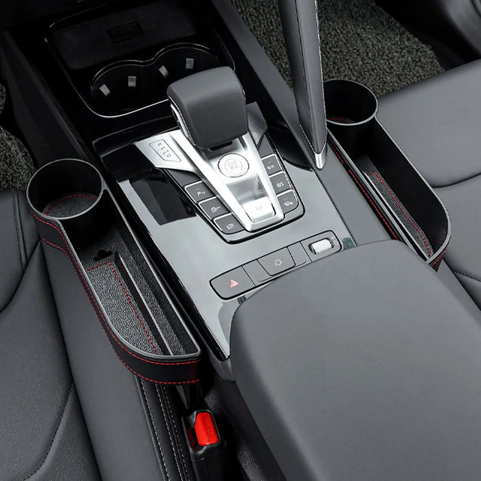 HY-C16 Multifunctional Auto Seat Gap Storage Box Car Cup Holder Seat Organizer - Driver Side/Black - 5