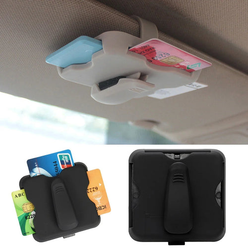 Sunglass Holder Glasses Holder Clip Card Storage Pouch for Car Visor - Black - 1