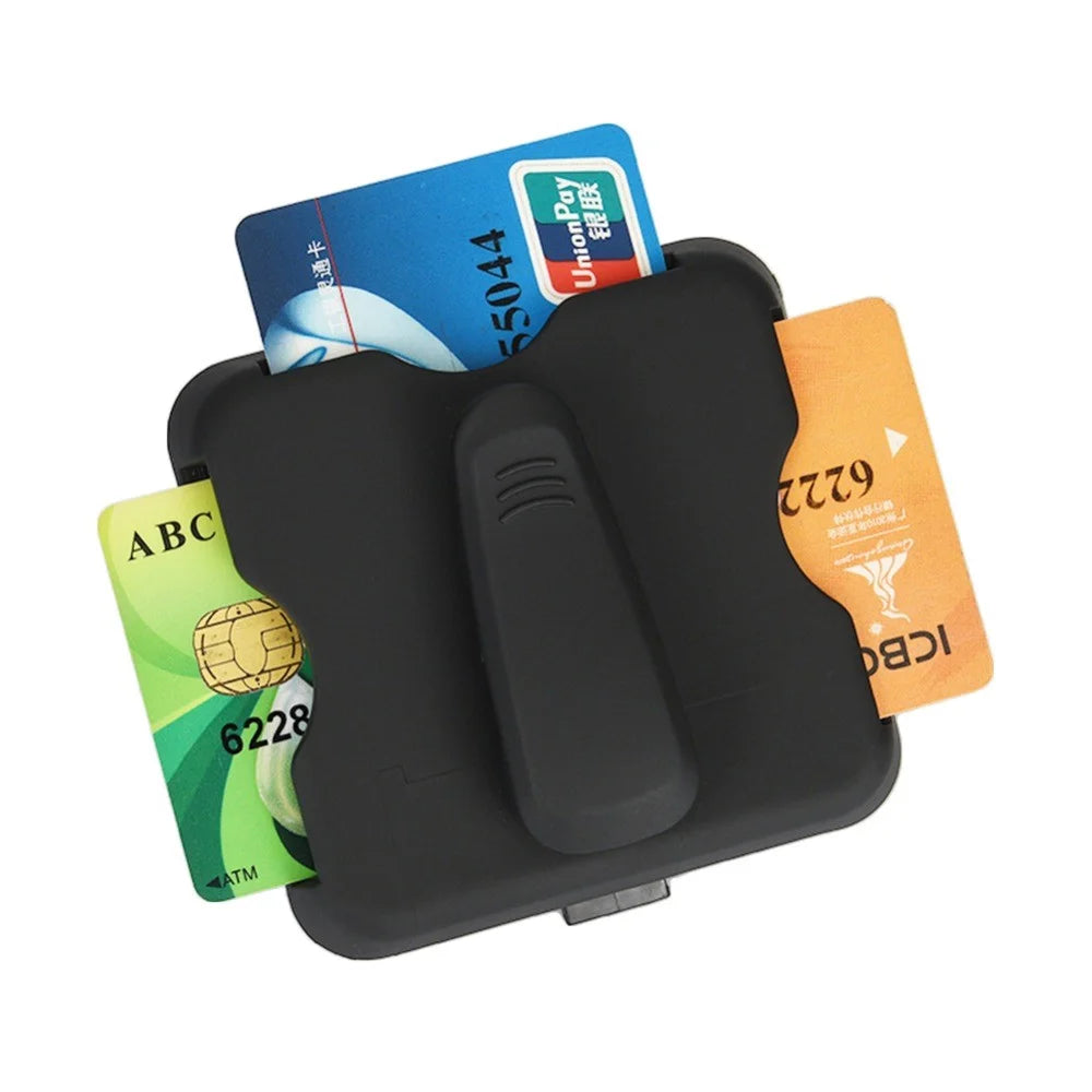 Sunglass Holder Glasses Holder Clip Card Storage Pouch for Car Visor - Black - 2