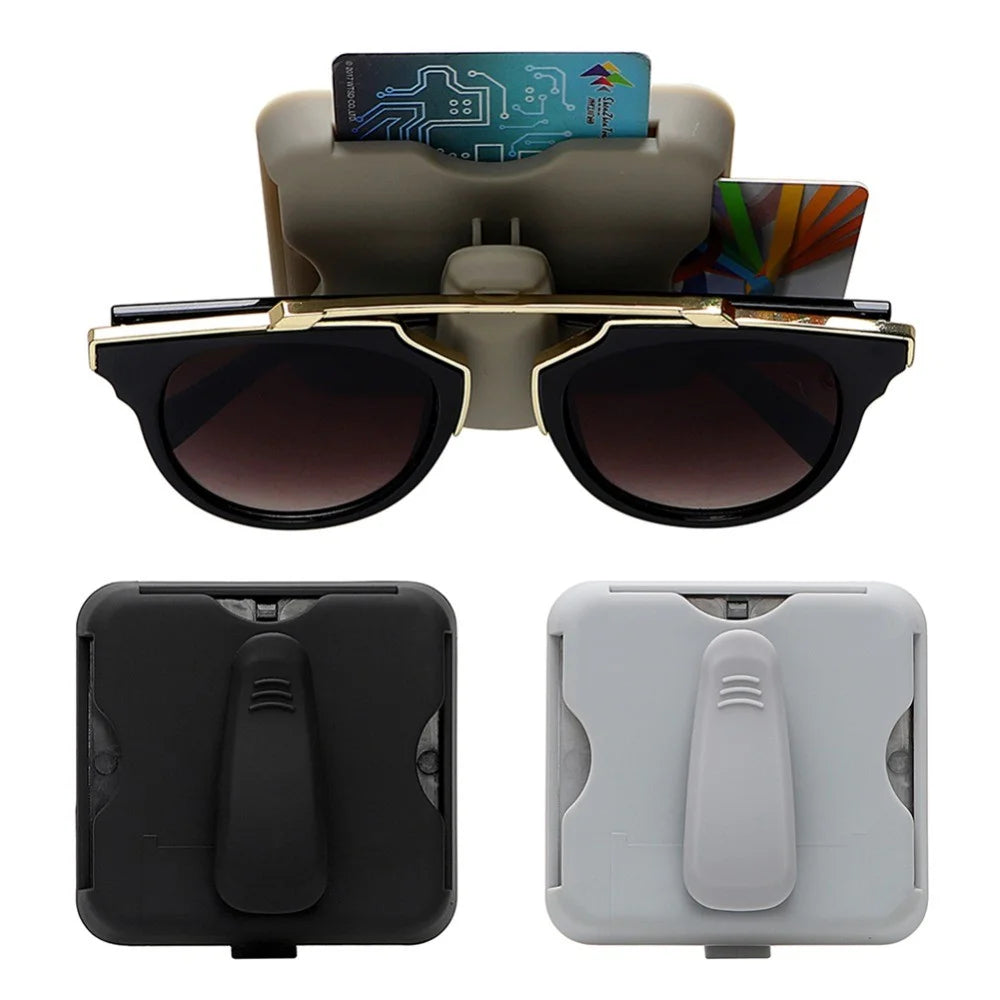 Sunglass Holder Glasses Holder Clip Card Storage Pouch for Car Visor - Black - 7