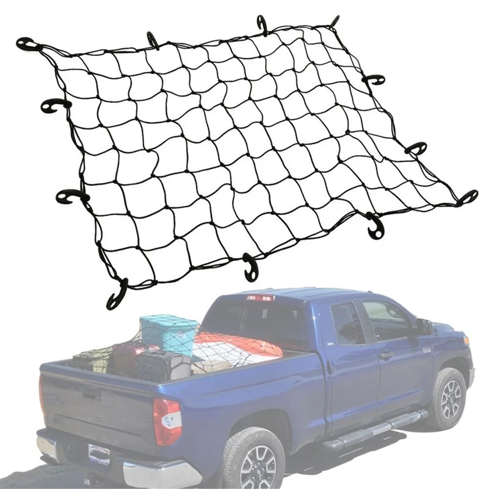 Latex Heavy Duty Cargo Net for Pickups Car Mesh Holes Cord Net for Truck Bed Roof Rack 120cmx90cm 88 Grids Cargo Organizer Net with Hooks - 1